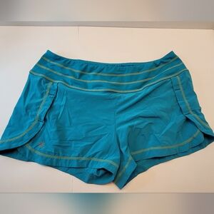 Athleta Run Short, Size M, Turquoise w/Sour Yellow stitching